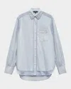 Rag & Bone Maxine Stripe Linen Button-up Shirt In Ltblue