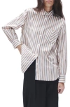 Rag & Bone Maxine Stripe Cotton Button-up Shirt In Thin Brown Stripe