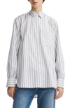 Rag & Bone Maxine Stripe Cotton Shirt In Grey Stripe