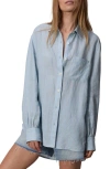 Rag & Bone Maxine Stripe Linen Button-up Shirt In Blue Strip