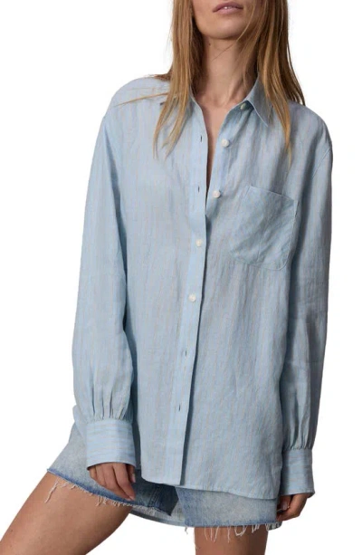 Rag & Bone Maxine Linen Shirt In Blue Strip