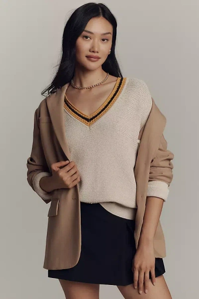 Rag & Bone Meghan Crochet-trim V-neck Sweater In White