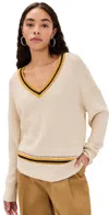 Rag & Bone Meghan Crochet-trim V-neck Sweater In Ivory