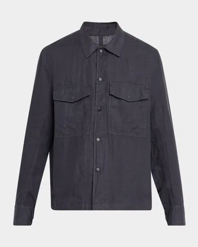 Rag & Bone Angus Linen Shirt Jacket In Black