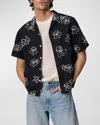 Rag & Bone Men's Avery Embroidered Camp Shirt In Blk