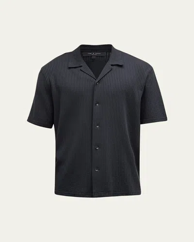 Rag & Bone Men's Avery Seersucker Camp Shirt In Black