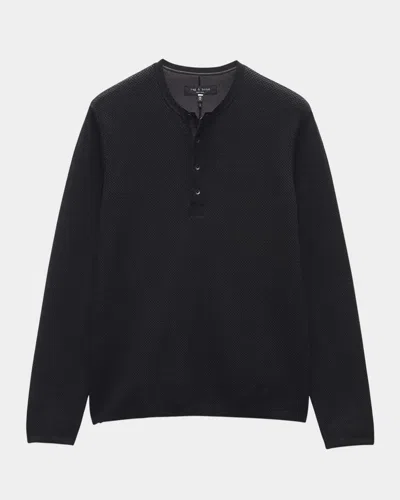 Rag & Bone Men's Bennet Knit Henley Shirt In Black