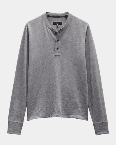 Rag & Bone Cotton-jersey Henley T-shirt In Dark Grey