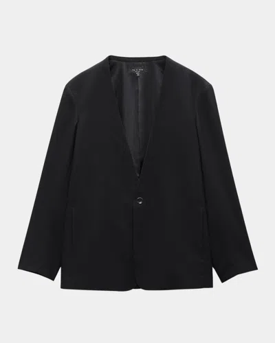 RAG & BONE MEN'S COLLARLESS RIPSTOP WOOL BLAZER