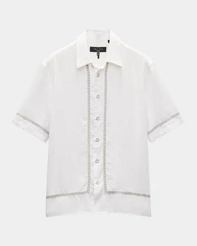 RAG & BONE MEN'S DALTON EMBROIDERED-TRIM SHORT-SLEEVE SHIRT