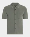 Rag & Bone Dalton Short Sleeve Knit Cotton Blend Button-up Shirt
