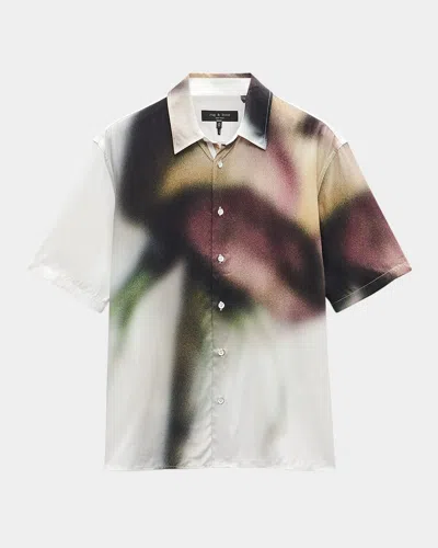 Rag & Bone Off-white Dalton Rose-print Shirt In White/red Rose