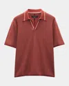 Rag & Bone Men's Hamlin Polo Shirt With Johnny Collar In Maroon