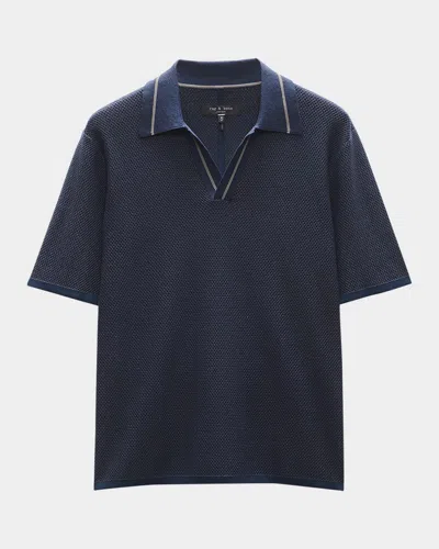 Rag & Bone Men's Hamlin Polo Shirt With Johnny Collar In Salute