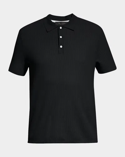 Rag & Bone Men's Harvey Knit Polo Shirt In Blk