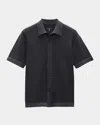 Rag & Bone Gray Harvey Striped Jacquard-knit Polo In Washed Bla