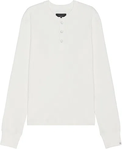 Rag & Bone Cotton Blend Waffle Knit Henley In White