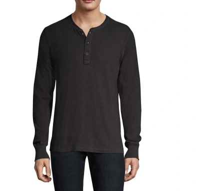 RAG & BONE MEN'S LONG SLEEVE CLASSIC HENLEY, JET BLACK TEE