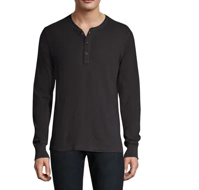 Rag & Bone Men's Long Sleeve Classic Henley, Jet Black Tee