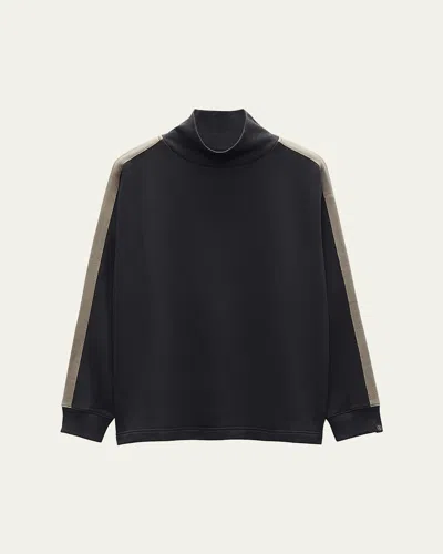 Rag & Bone Mixed Media French Cotton-blend Terry Sweatshirt In Black