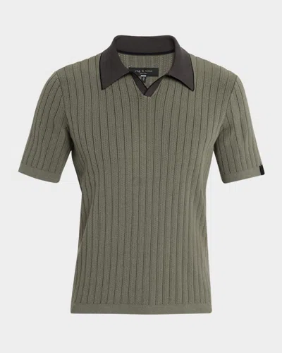 RAG & BONE MEN'S SANFORD RIBBED JOHNNY COLLAR POLO SWEATER
