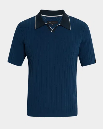 Rag & Bone Men's Sanford Ribbed Johnny Collar Polo Sweater