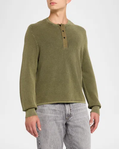 Rag & Bone Men's Washed Dexter Henley Shirt In Forest Green