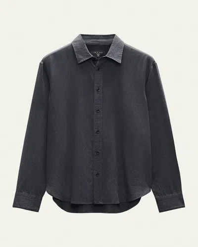 Rag & Bone Men's Zigzag Dobby Sport Shirt In Black Stripe