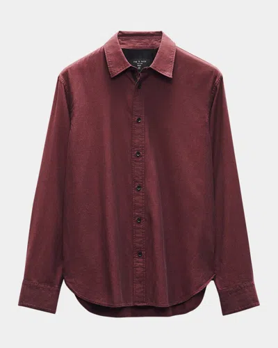 Rag & Bone Men's Zigzag Dobby Sport Shirt In Red Stripe