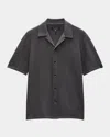 Rag & Bone Men's Zigzag Zuma Toweling Camp Shirt In Dark Grey
