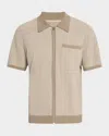 Rag & Bone Zuma Jacquard Stripe Short Sleeve Knit Zip-up Shirt