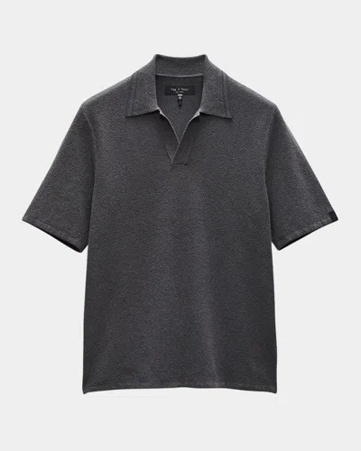 Rag & Bone Zuma Johnny Collar Knit Polo Shirt In Gray