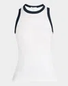 Rag & Bone Mia Racerback Ringer Tank Top In White Multi