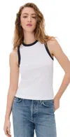Rag & Bone Mia Racerback Ringer Tank Top In Whitemult