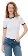 Rag & Bone Mia Short-sleeve Ringer Tee In Whitemult