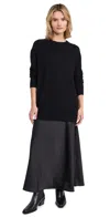 Rag & Bone Millie Long Sleeve Mixed Media Wool Blend Sweater Dress In Black