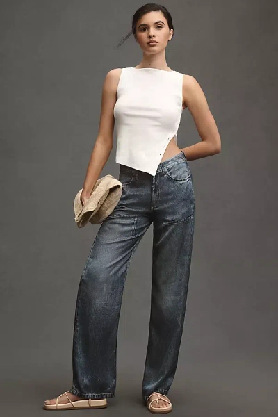 Rag & Bone Miramar Satin Logan Mid-rise Wide-leg Carpenter Jeans In Blue