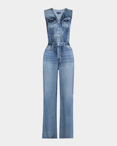 Rag & Bone Miramar Satin Sleeveless Wide-leg Jumpsuit In Avalon