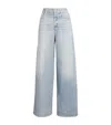 Rag & Bone Logan Womens High Rise Button Fly Wide Leg Jeans In Blue