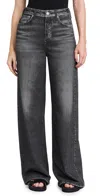 Rag & Bone Gray Miramar Terry Wide-leg Track Pants In Washed Black