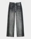 Rag & Bone Miramar Wide-leg Track Pants In Washed Bla