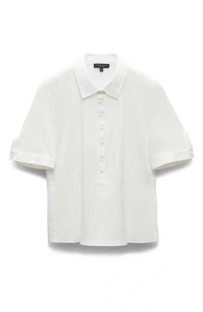 Rag & Bone Mixed Media Rib Polo In White