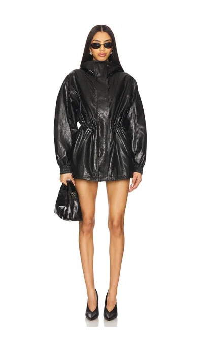 Rag & Bone Monica Faux Leather Foil Jacket In 黑色