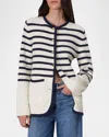 Rag & Bone Nancy Long Stripe Cardigan Ivory In Ivory
