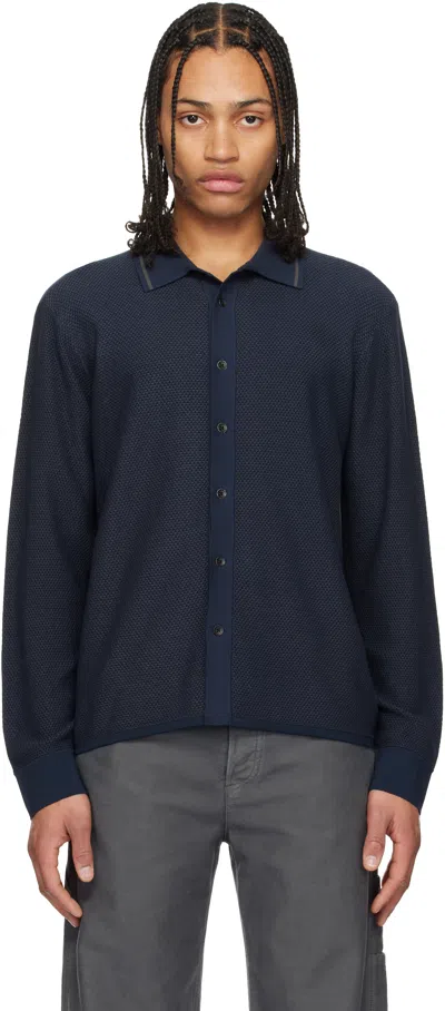 Rag & Bone Navy Harvey Knit Shirt In Salute