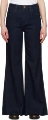 Rag & Bone Navy Wide Skylar High-rise Jeans In Rinse