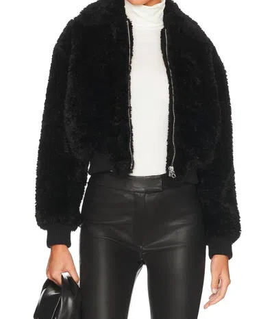 Rag & Bone Kacy Cropped Faux Fur Jacket In Black