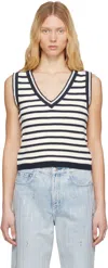 Rag & Bone Off-white & Navy Meghan Stripe Vest In Ivorymult