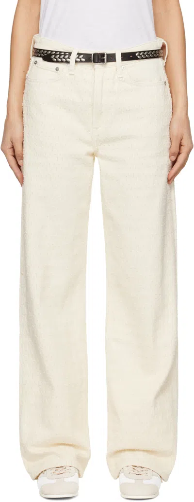 Rag & Bone Off-white Logan Mid-rise Wide Leg Jeans In Ecrutweed