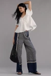 Rag & Bone Womens Printed Wide-leg Woven Trousers Deepnvysca In Blue
